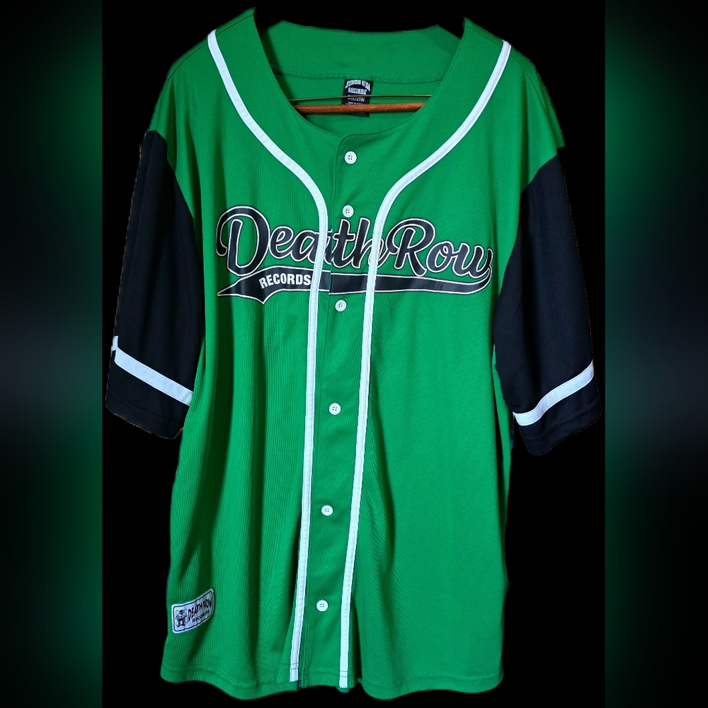 Death Row Records Green Black Baseball Jersey #91 Men's L Hip Hop Rap 2XL - Picture 3 of 15